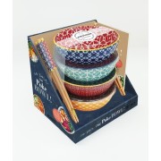  Ce soir c'est Poke Bowl ! - Avec 4 bols en céramique ; 4 paires de baguettes colorées ; 1 livret de notes et de recettes  