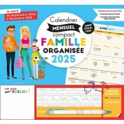  Calendrier mensuel compact famille organisée 2025 - De septembre 2024 à décembre 2025 