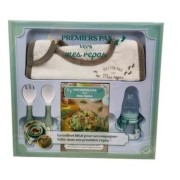  Premiers pas vers mes repas - Coffret avec 1 set de couverts, 1 grignoteuse, 1 bavoir et 1 livre de 30 recettes 