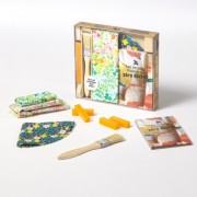  Coffret faire ses emballages Bee Wrap - Avec 7 tissus de différentes tailles + 1 pinceau + 4 barres de cire 