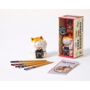  Chef Manekineko et ses baguettes - Avec 4 paires de baguettes décorées, 1 pot à baguettes Manekineko et le livre de cuisine 