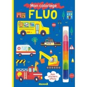  Mon coloriage fluo (Véhicules) - Avec stickers offerts 