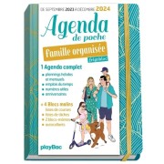  Agenda de poche 2024 de la famille organisée - bleu (de sept. 2023 à déc. 2024) 