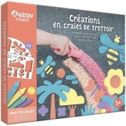  Créations en craies de trottoir - Avec 6 pochoirs à assembler, 8 craies et des modèles 