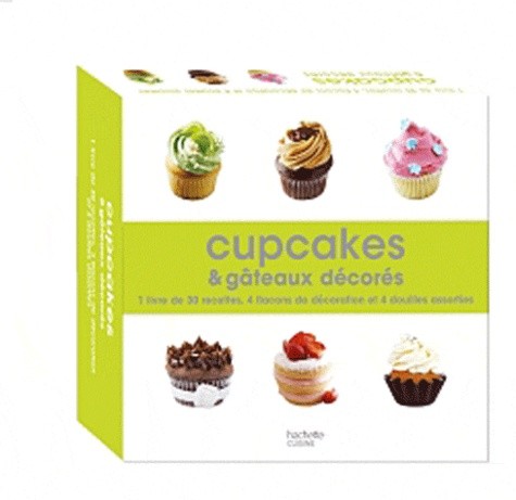  Cupcakes et gâteaux décorés - 1 livre de 30 recettes , 4 flacons de décoration et 4 douilles assorties 