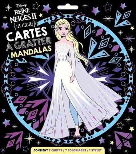  Cartes à gratter mandalas La Reine des Neiges II - Les ateliers. Avec 7 cartes, 7 coloriages et 1 stylet 