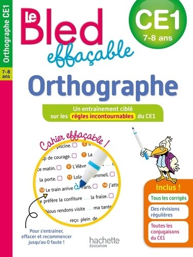  Le BLED effaçable Orthographe CE1  