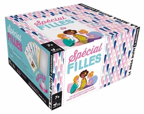  La méga boite à questions Spécial filles - Contient : 102 cartes, 1 livret, 1 buzzer 