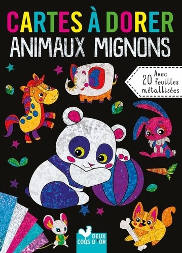  Cartes à dorer animaux mignons - Avec 20 feuilles métallisées, 10 tableaux à dorer, 1 pochette, 1 livret  