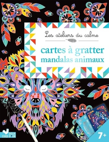  Cartes à gratter mandalas animaux - Avec 1 stylet 