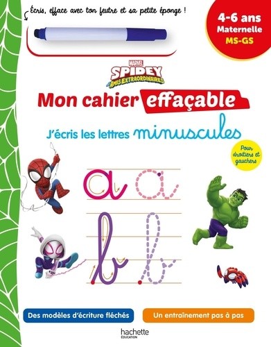  J'écris les minuscules Spidey et ses amis extraordinaires - Maternelle MS-GS - Avec 1 feutre effaçable  