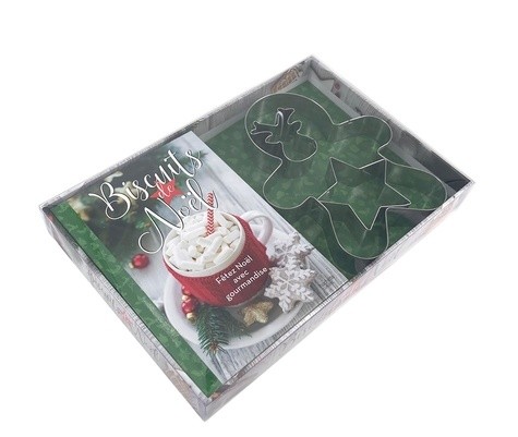  Biscuits de Noël - Coffret avec 3 emporte-pièce et 1 livret avec 20 recettes 