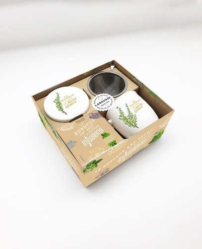 Le bonheur est pavé de bonnes infusions - Coffret avec une ravissante tasse et une passoire Le bonheur est pavé de bonnes infusions - Coffret avec une ravissante tasse et une passoire