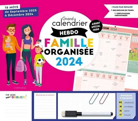 Le grand calendrier hebdomadaire de la famille organisée 2024 - Agenda -  Informatique & Communication - Livre