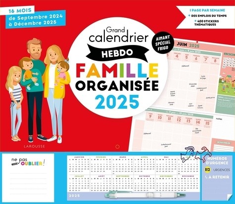  Grand calendrier hebdo Famille organisée 2025 