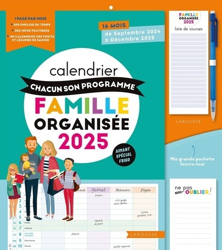  Calendrier Chacun son programme Famille organisée 2025 - À chacun son programme 
