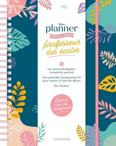  Mon planner de professeur des écoles - Avec un carnet d'évaluation, une pochette transparente et des stickers  