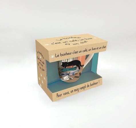  Mug Le bonheur c'est un café, un livre et un chat 
