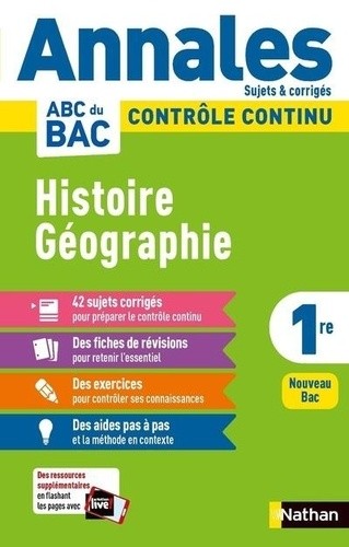  Histoire Géographie 1re - Sujets & corrigés  