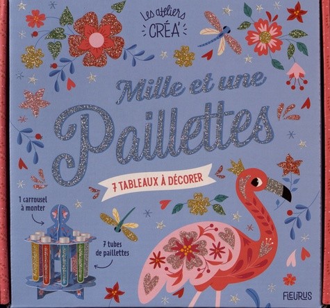  Mille et une paillettes - 7 tableaux à décorer. Avec 1 stylet multifonction, 7 tubes de paillettes, 2 cartes prédécoupées pour fabriquer ton carrousel et 1 attache parisienne pour le faire tourner ! 