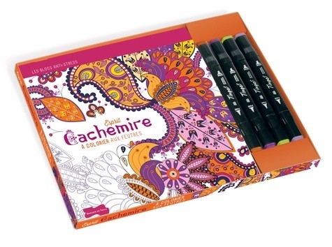  Esprit cachemire à colorier aux feutres - Avec 4 feutres pinceaux 