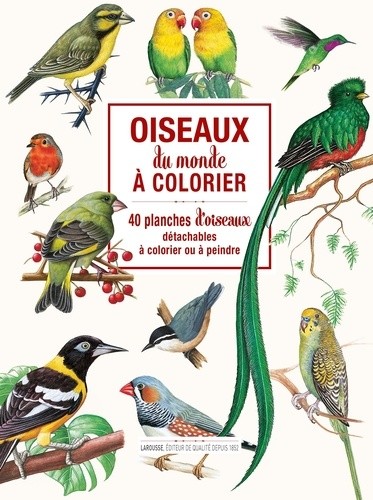  Oiseaux du monde à colorier - 40 planches d'oiseaux détachables à colorier ou à peindre  