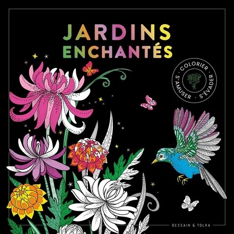  Black coloriage - Jardins enchantés 
