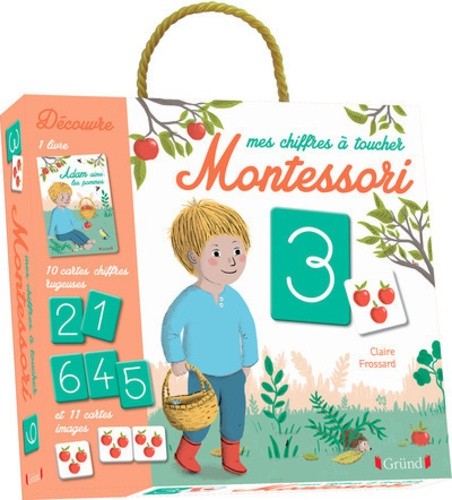  Mes chiffres à toucher Montessori - Coffret livre + 10 cartes chiffres rugueuses + 11 cartes images  
