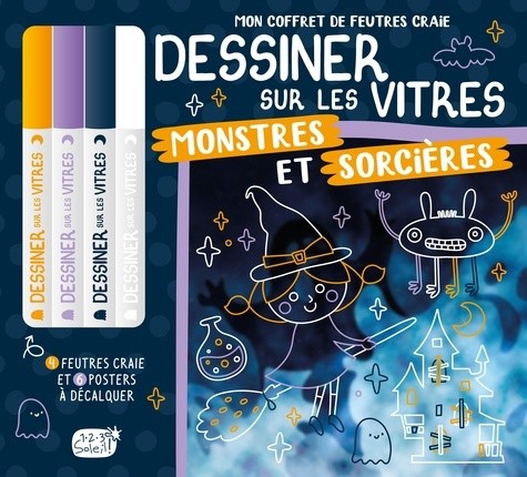  Monstres et sorcières - Avec 4 feutres craie et 6 posters à décalquer 