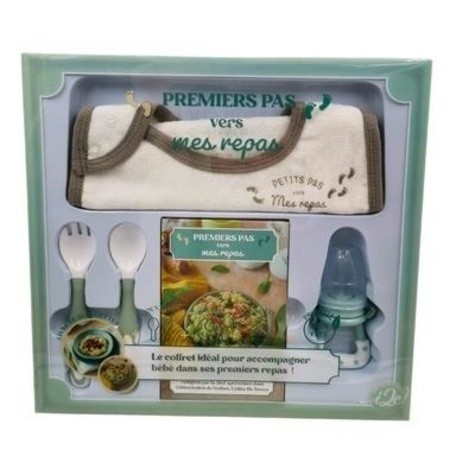  Premiers pas vers mes repas - Coffret avec 1 set de couverts, 1 grignoteuse, 1 bavoir et 1 livre de 30 recettes 