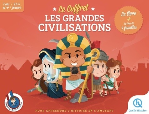  Le coffret Les grandes civilisations - Egyptiens, Grècs, Romains, Mayas, Gaulois, Vikings. Avec 1 jeu de 7 familles  