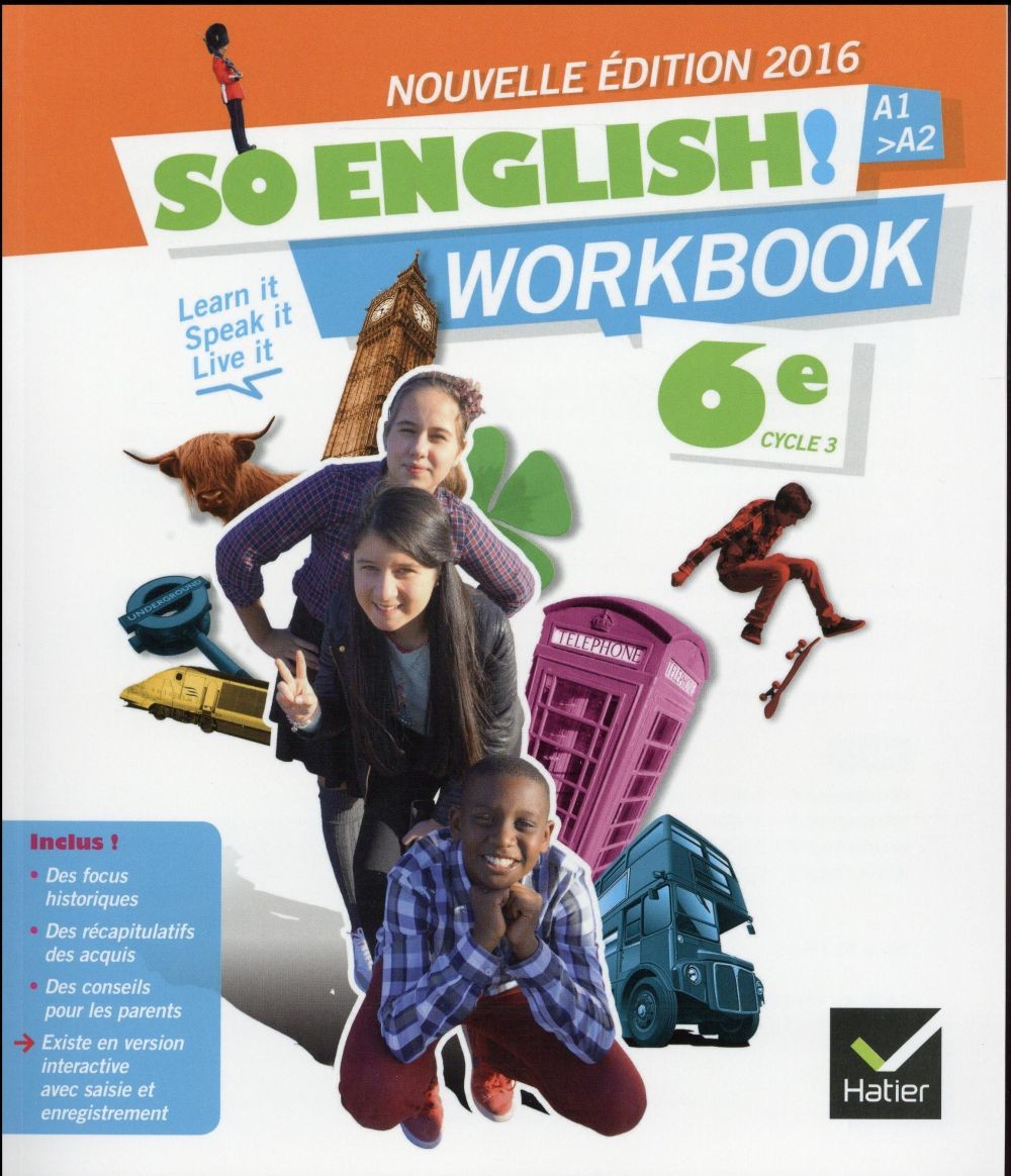   SO ENGLISH! ; anglais ; 6ème ; workbook (édition 2016) 