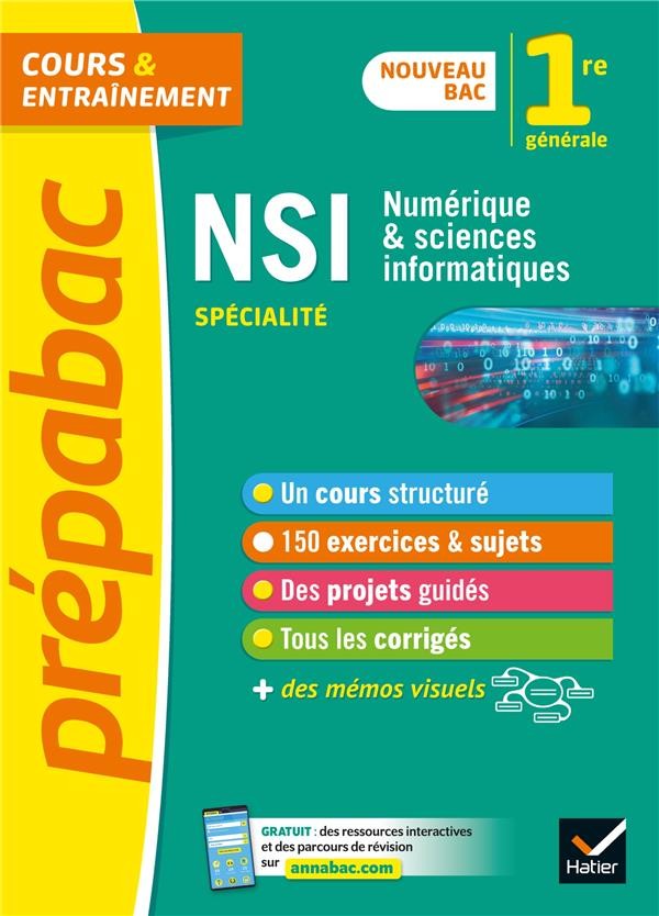  Prépabac cours & entraînement ; NSI, numérique et sciences informatiques ; 1re 