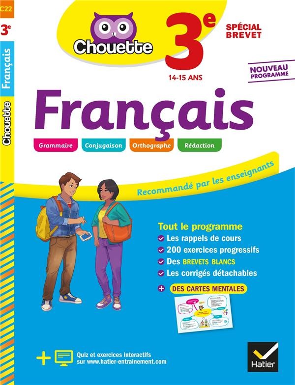  Chouette entraînement t.22 ; français ; 3e spécial brevet ; cahier d'entraînement et de révision 