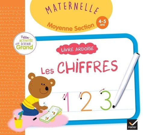  Livre ardoise Les chiffres Maternelle moyenne section - Avec un feutre effaçable  