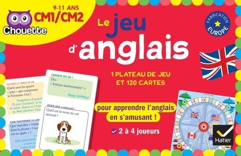  Le jeu d'anglais CM1-CM2 - Avec 1 plateau de jeu, 120 cartes, 4 pions et 1 dé 