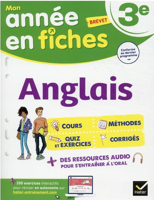  Mon année en fiches ; anglais ; 3e 