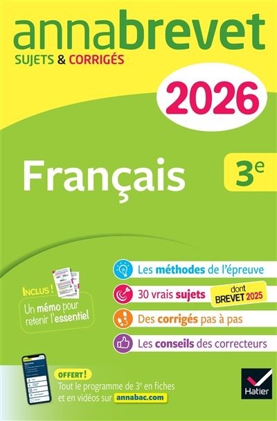ANNALES DU BREVET ANNABREVET 2025 FRANCAIS 3E - NOUVEAU BREVET