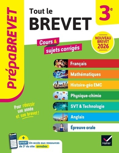  Prépabrevet - Tout le nouveau brevet 2026 - 3e (toutes les matières) - tout-en-un pour réussir sa 3e et son brevet 