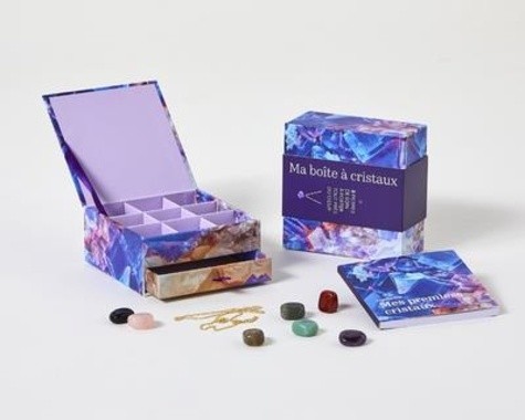 Ma boîte à cristaux - Coffret avec 8 pierres, 1 chaîne et 1 livre 