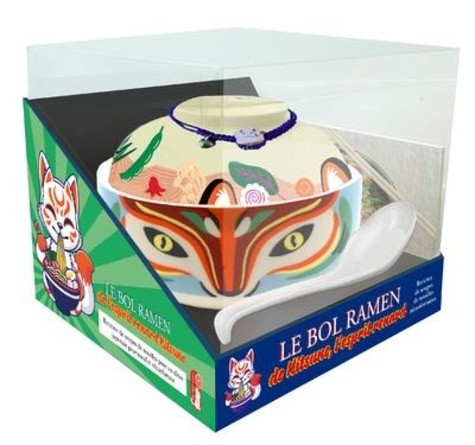  Le bol ramen de l'esprit renard Kitsune - Ce coffret contient : 1 bol, 1 cuillère décorée et 1 livret de 10 recettes 
