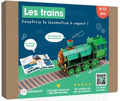  Les trains - Kit Pandacraft 8-12 ans - Construis ta locomotive à vapeur ! 