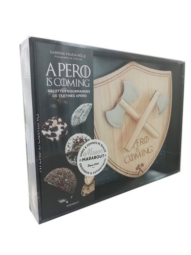  Coffret Apéro is coming - Avec 2 couteaux haches et 1 planche en bois gravée  