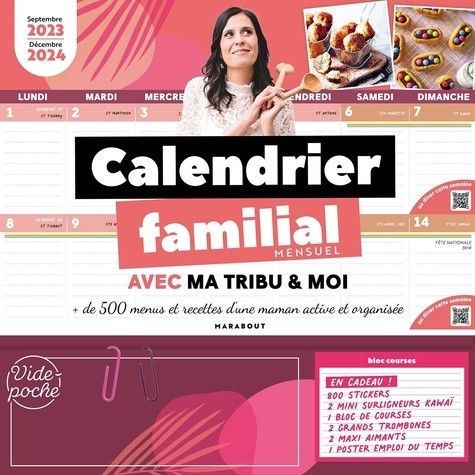  Calendrier familial Ma tribu et moi - Septembre 2023 - Décembre 2024 