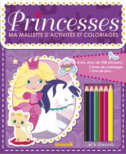  Princesses - Ma mallette d'activités et coloriages avec 6 crayons  