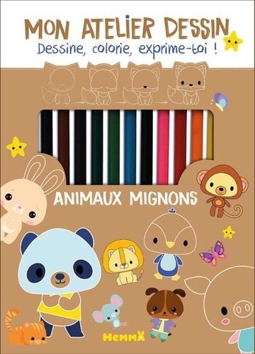 Mon atelier dessin Animaux mignons - Avec 1 bloc créatif, 11 crayons de couleur, 1 crayon gris de dessin, 1 taille-crayon, 1 gomme Mon atelier dessin Animaux mignons - Avec 1 bloc créatif, 11 crayons de couleur, 1 crayon gris de dessin, 1 taille-crayon, 1 gomme
