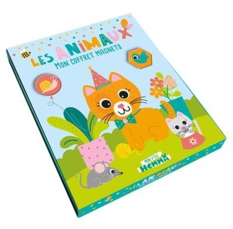  Les animaux - Mon coffret magnets, 5 cartes magnétiques, 75 magnets, 1 livre de coloriage  