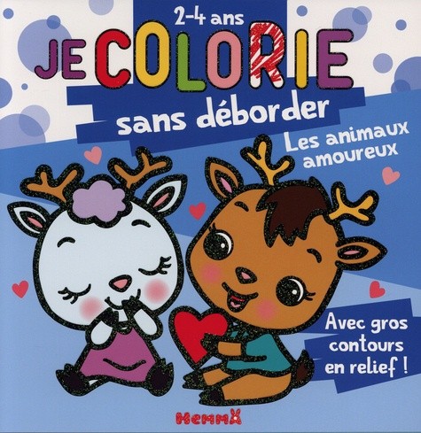  Je colorie sans déborder les animaux amoureux - Avec gros contours en relief !  