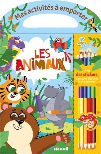  Les animaux - Avec des stickers, 6 crayons bicolores et une gomme !  
