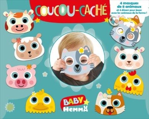  Baby Hemma - Coucou-caché - 4 masques de 8 animaux et 4 décors pour jouer avec les animaux de la fer 